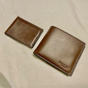 Coach 2-Piece Brown Leather Wallet